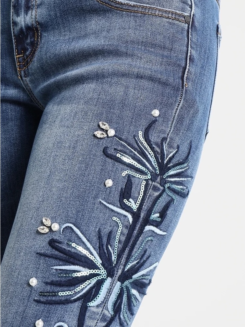 Cartoon Brand Embroidered Jeans